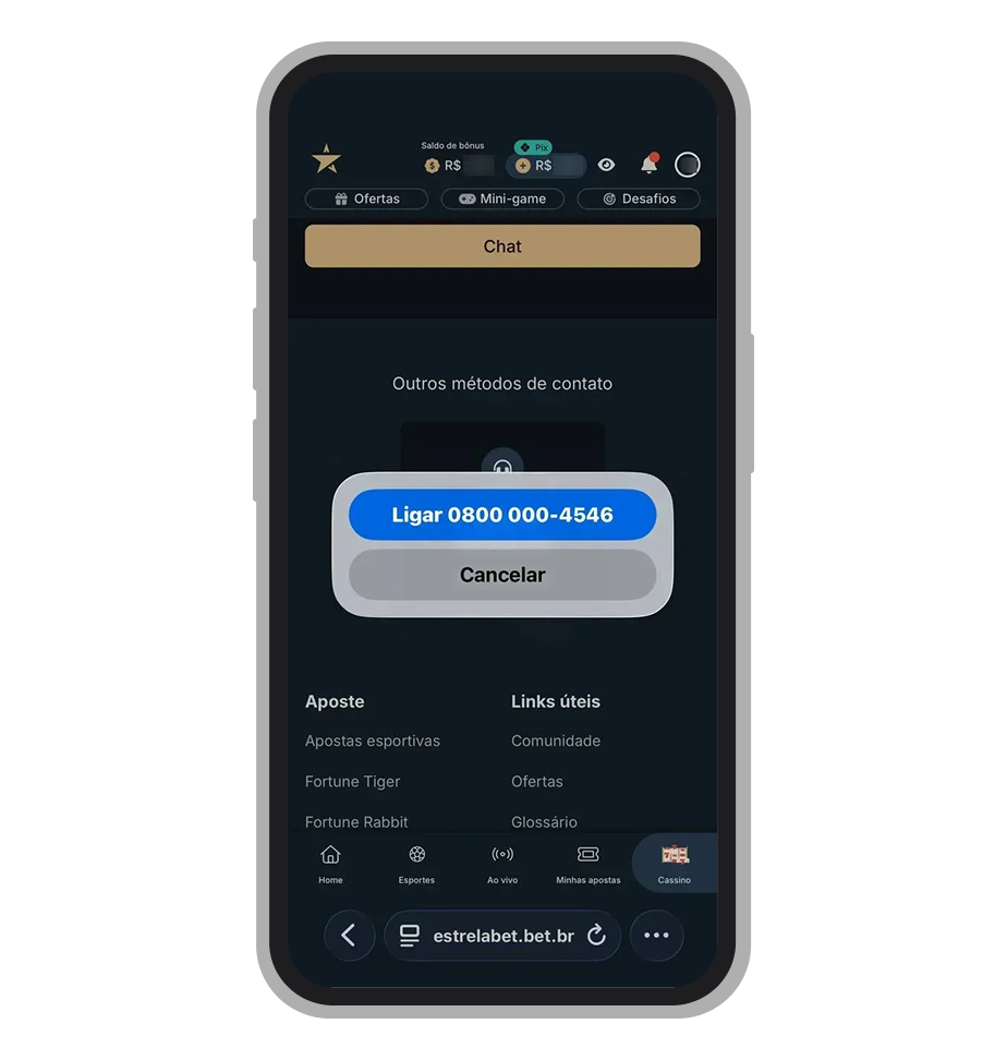 Telefone de suporte da EstrelaBet