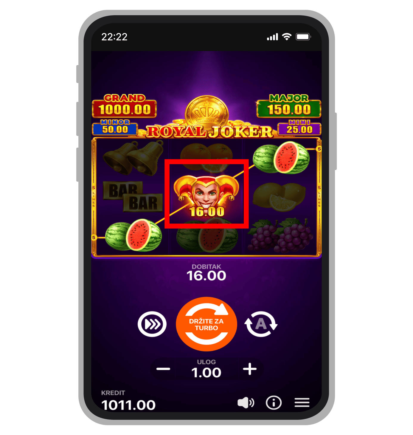 Wild simbol u Royal Joker: Hold and Win