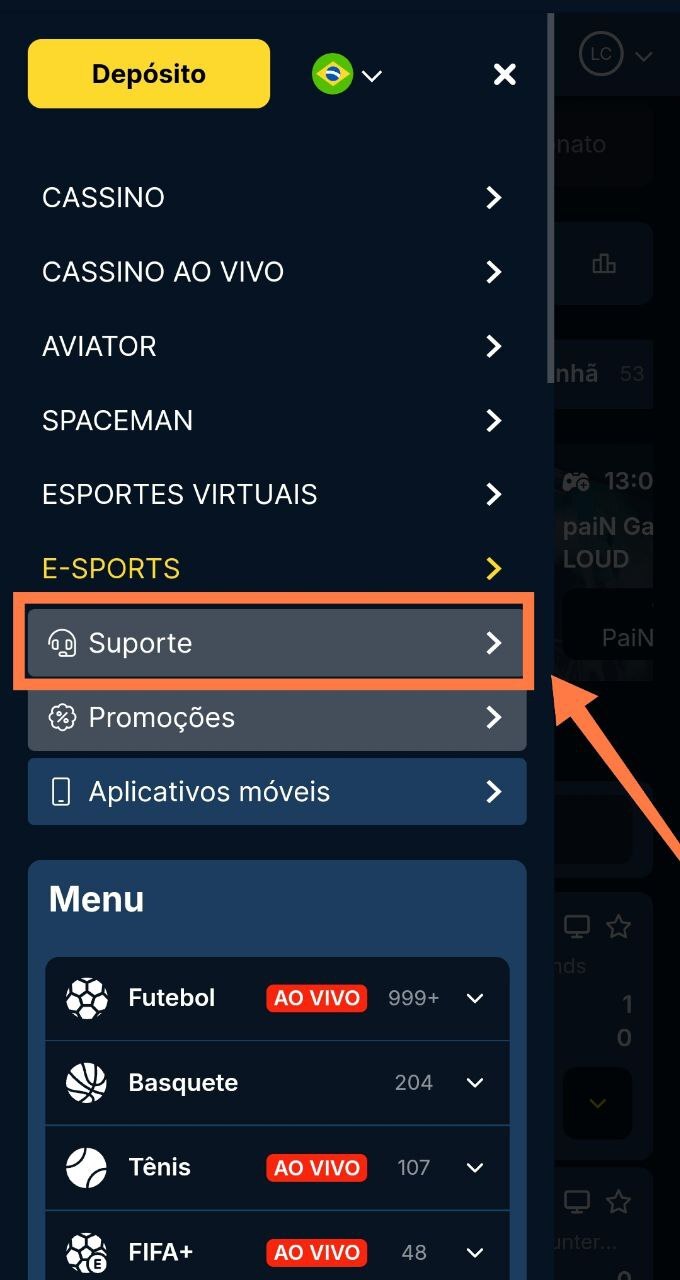 Botão de Suporte da Estrela Bet