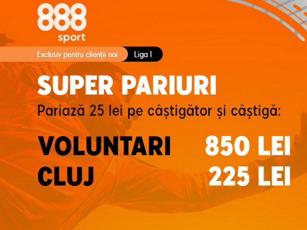 legalbet.ro: Ia-ţi cotele incitante de la 888 Sport din meciul FC Voluntari - CFR Cluj.