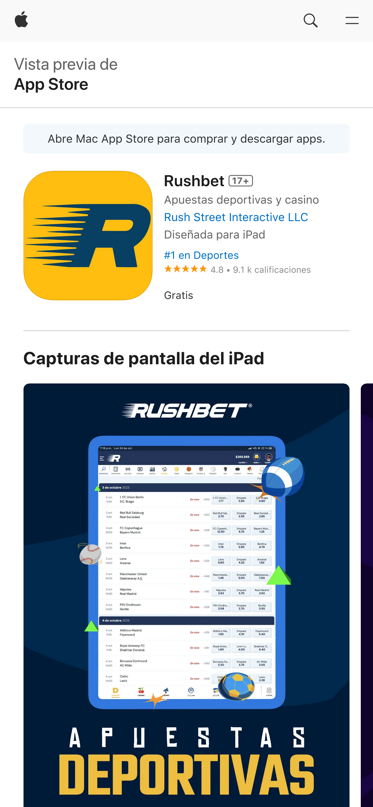 Rushbet desde iPhone