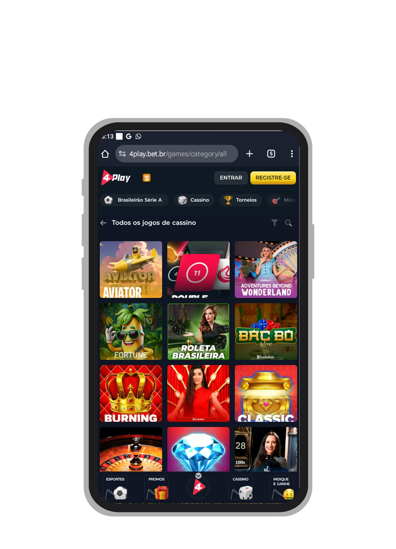 Site mobile do 4Play.bet cassino