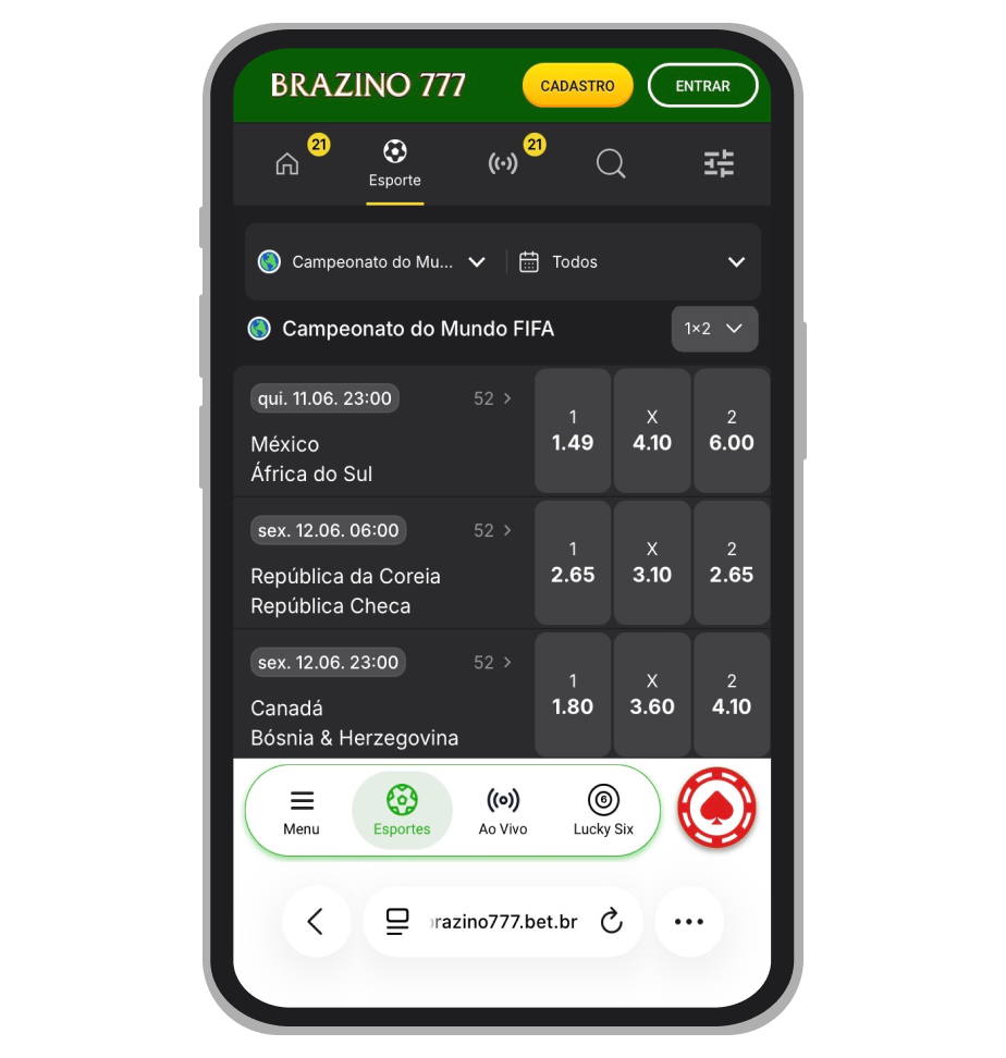 Apostas na Copa na Brazino777