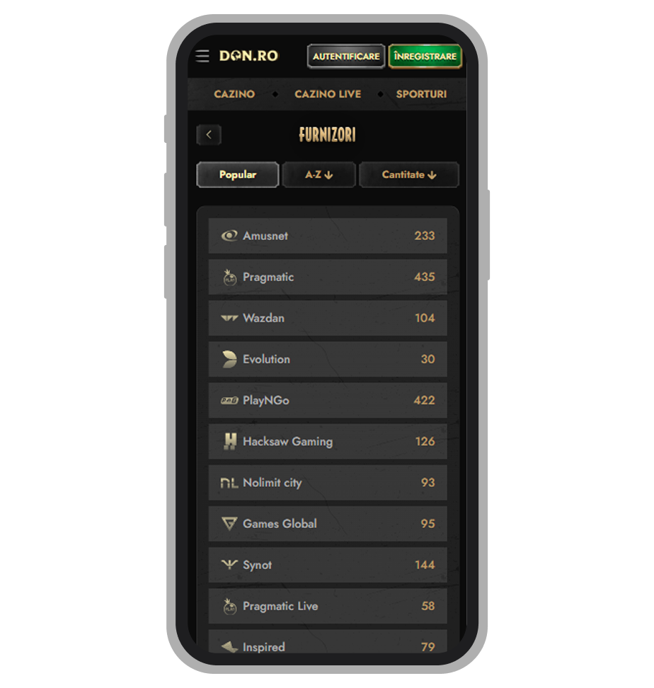 Furnizori de software la Don Cazino
