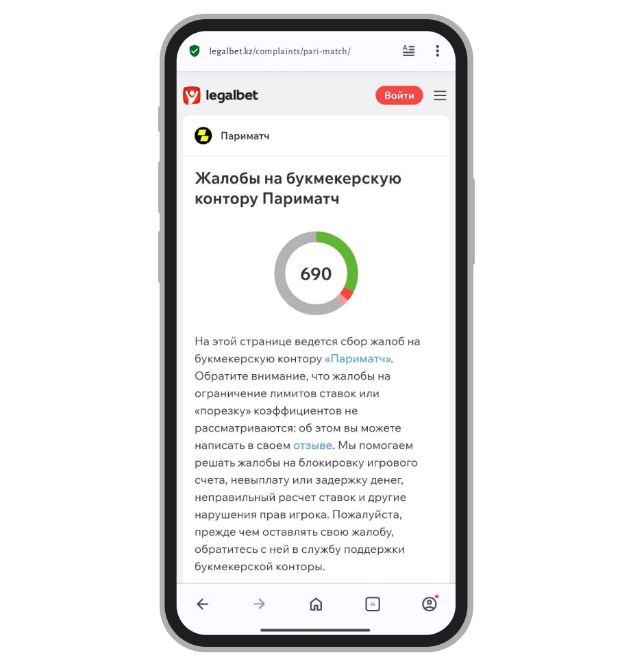 Страница жалоб на Parimatch