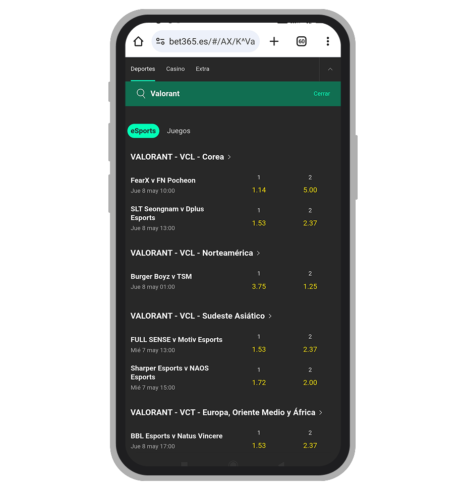 Torneos de Valorant en bet365