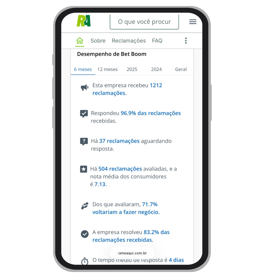 Perfil da BetBoom no Reclame Aqui