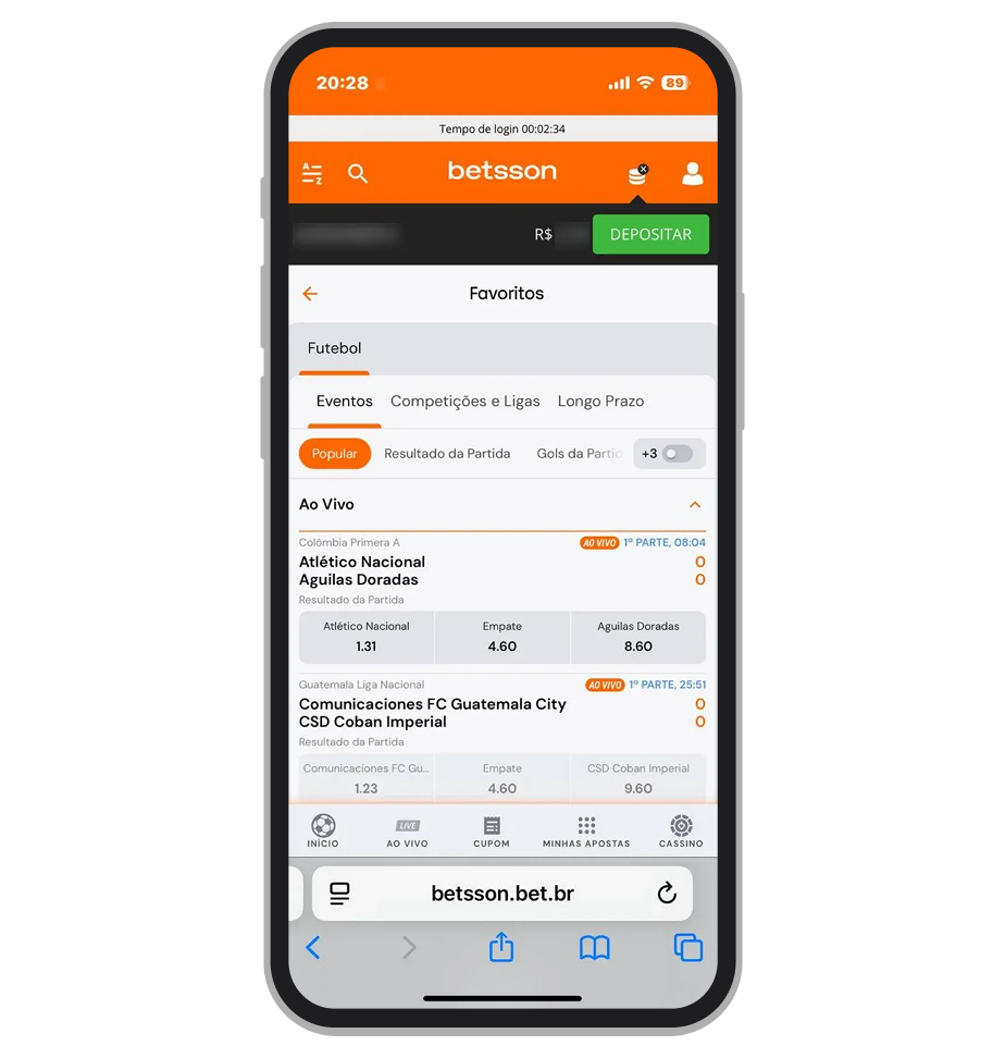 Na Betsson você pode criar as listas de eventos e campeonatos favoritos 