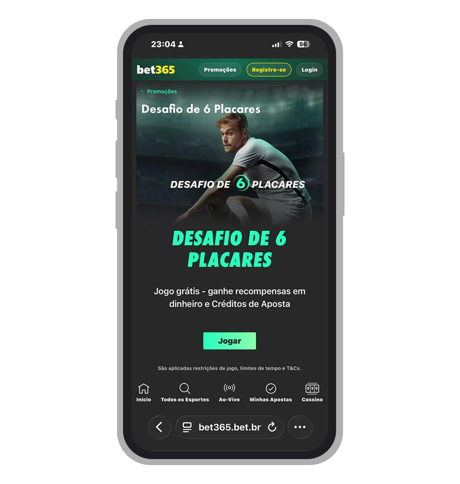 A promoção 6 Placares é o jogo grátis da Bet365 com freebets 