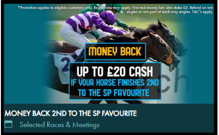 Grosvenor money back if 2nd horse racing offer.