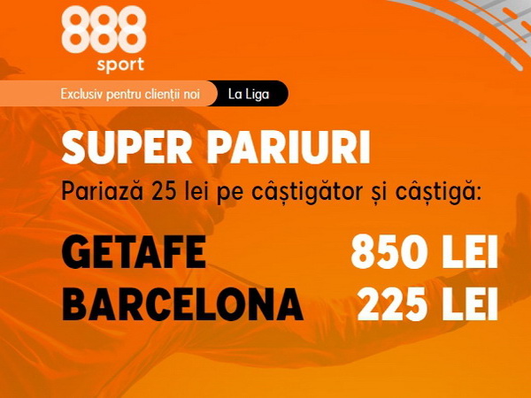 legalbet.ro: Barça are 4 victorii consecutive la Getafe iar tu ai o super promoţie la 888 Sport.