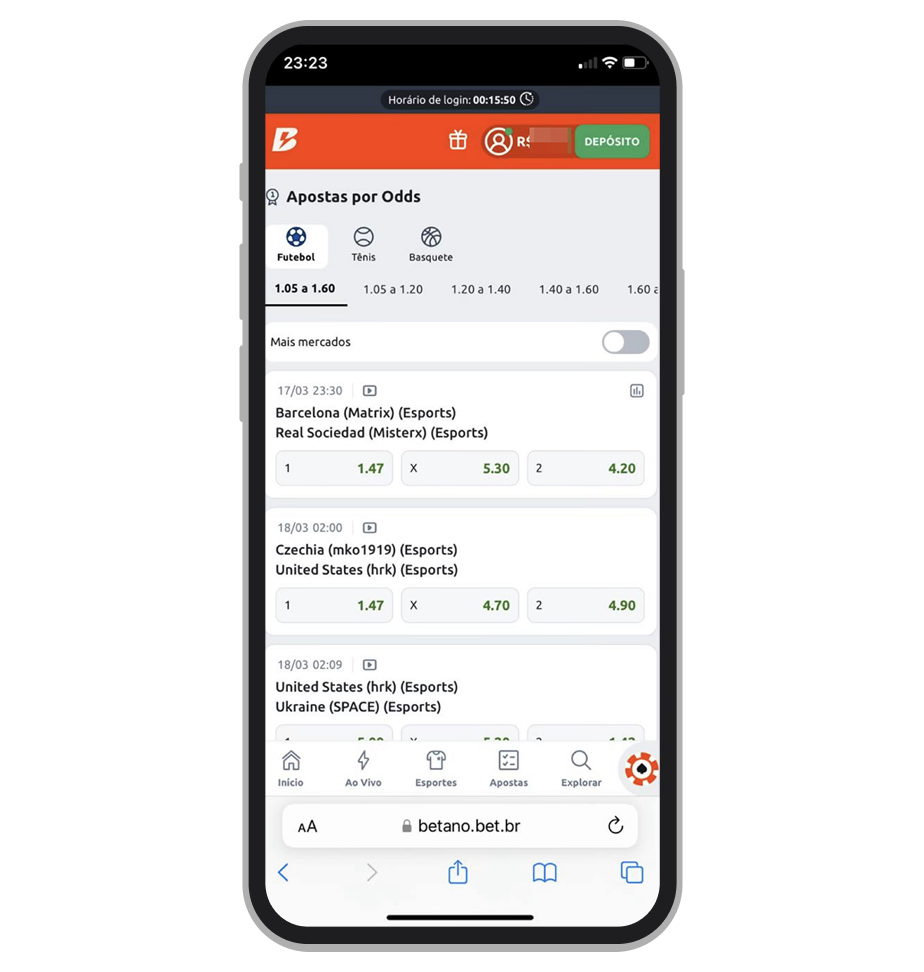 A funcionalidade Apostas por Odds