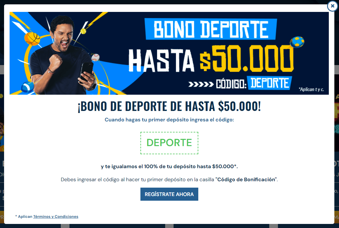 Bono de deporte hasta $50.000 COP