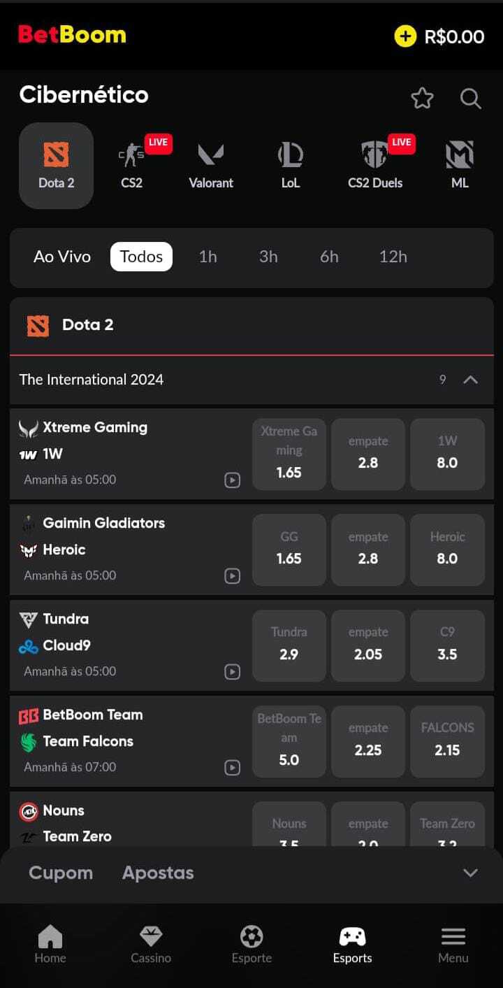 Transmissão de E-Esports no Betboom app