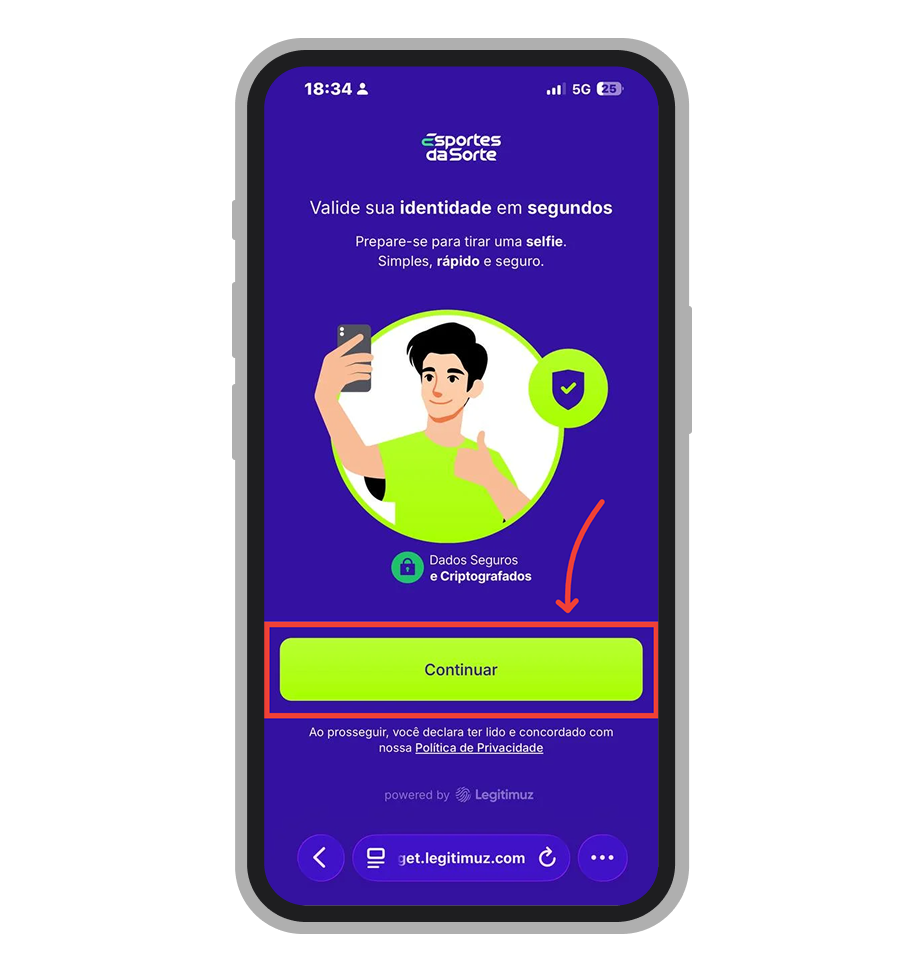 Inicie o processo de verificação da conta 
