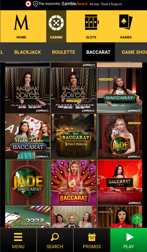 Baccarat in Mega Casino