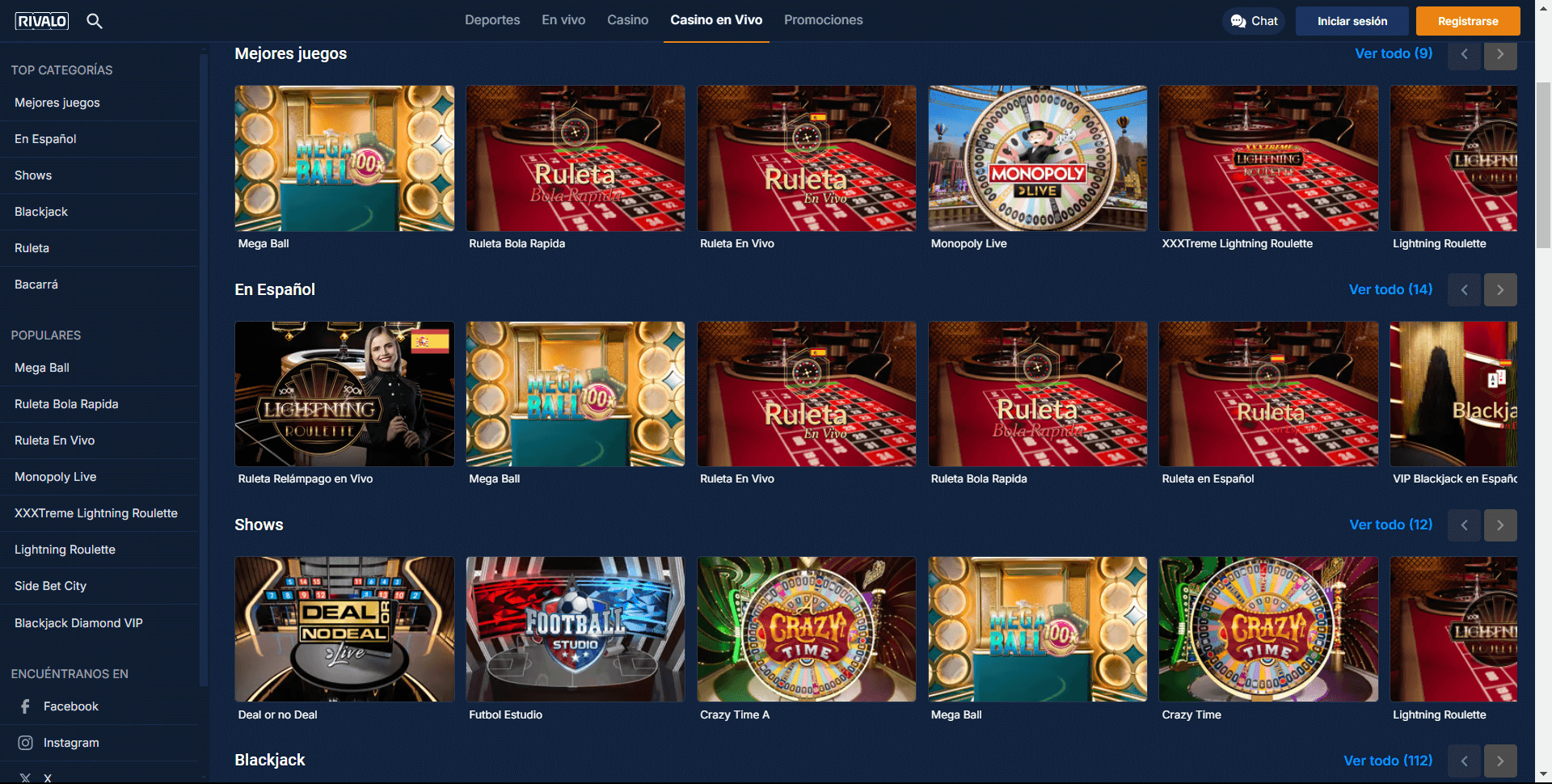 Rivalo el mejor casino en vivo