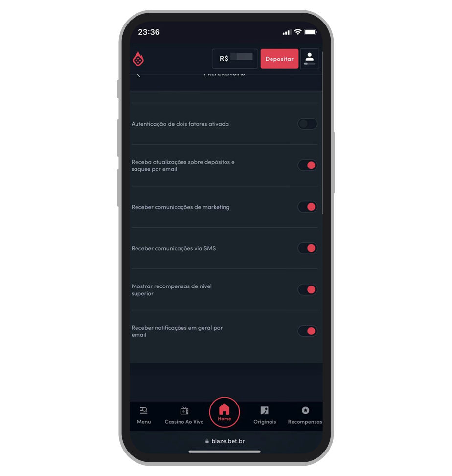 A Blaze tem as notificações de atividades na conta que pode ligar 