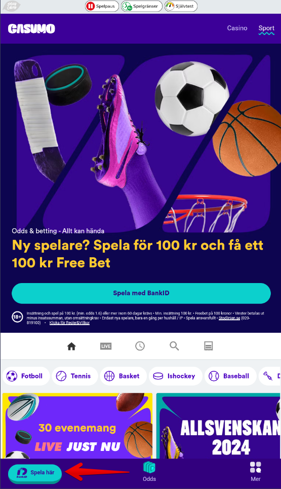 Spela här-knappen