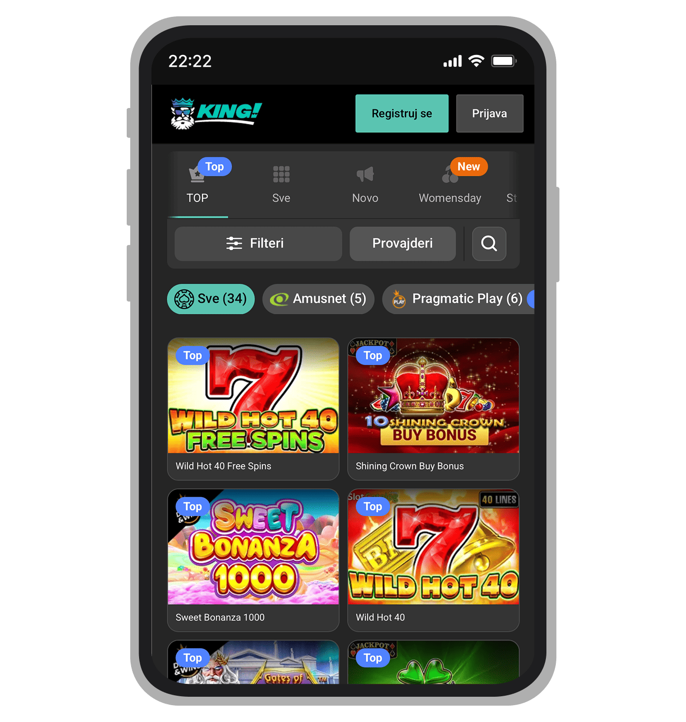 Slot sekcija na Kingu