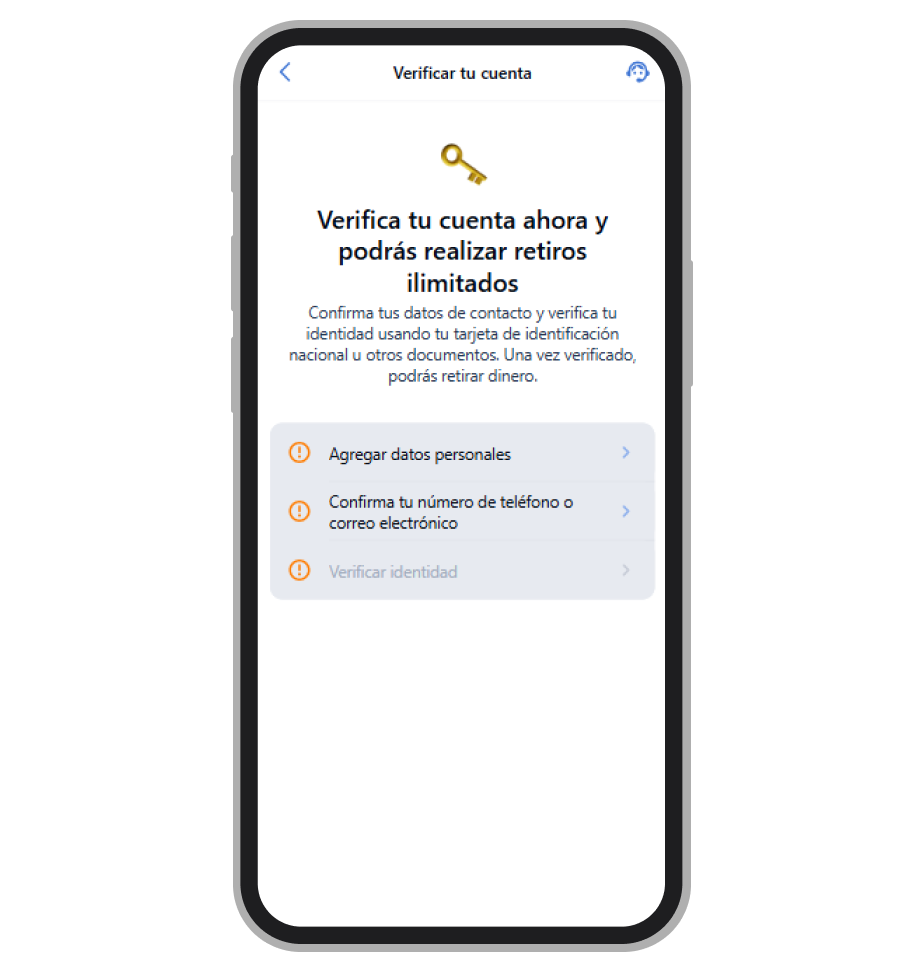 Sección para verificar tu cuenta
