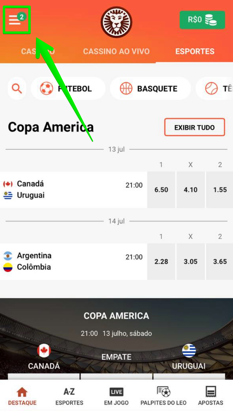 Acesse o menu