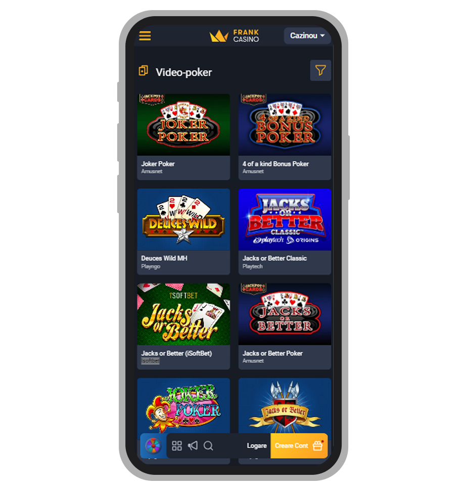 Video poker la Frank Casino