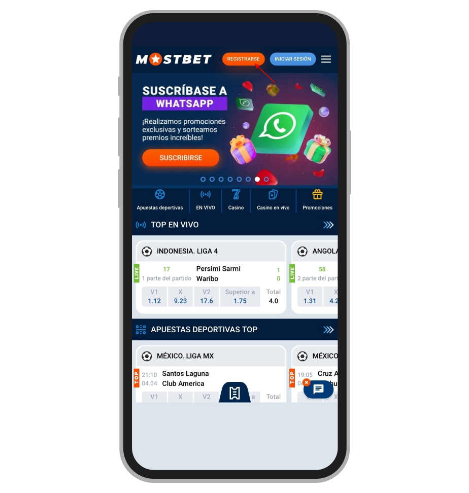 Botón para registrarse