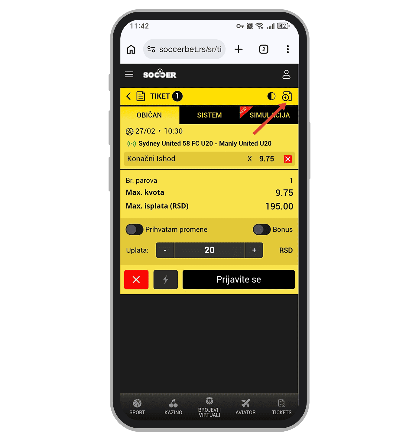 Brzi tiket Soccerbet App
