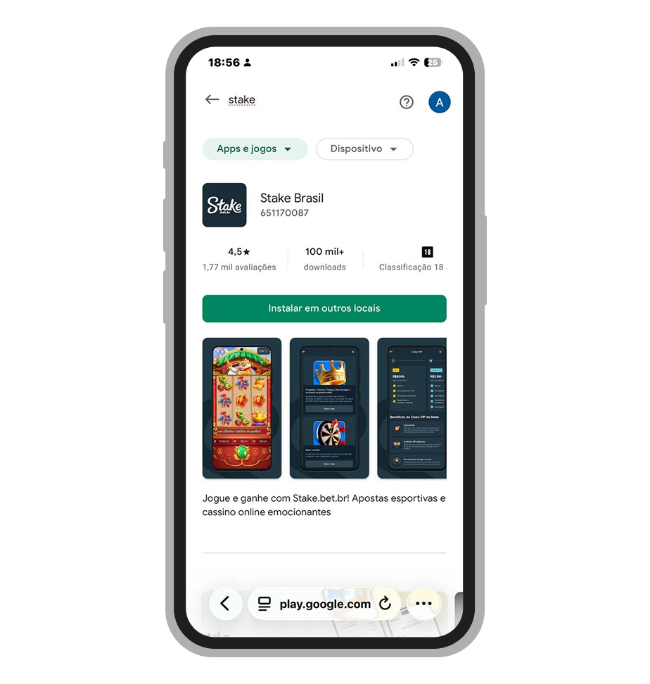 Aplicativo Stake Brasil na Google Play com nota 4,51 e 363 mil instalações