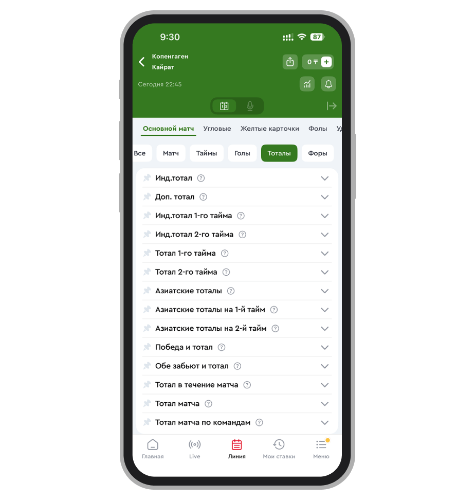 Варианты тоталов