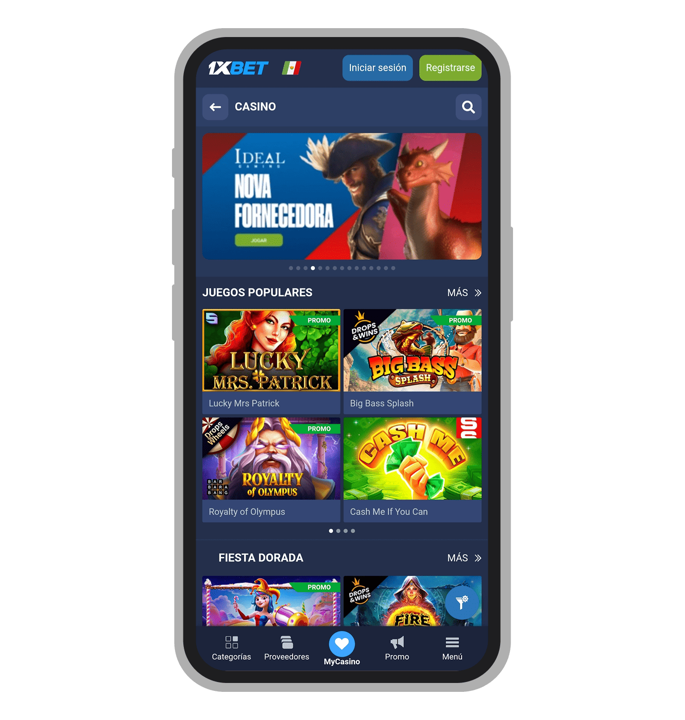 Sección de casino del operador