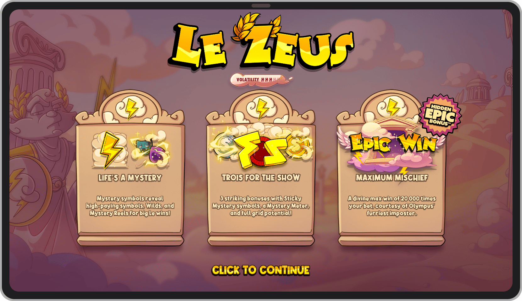 Intro screen