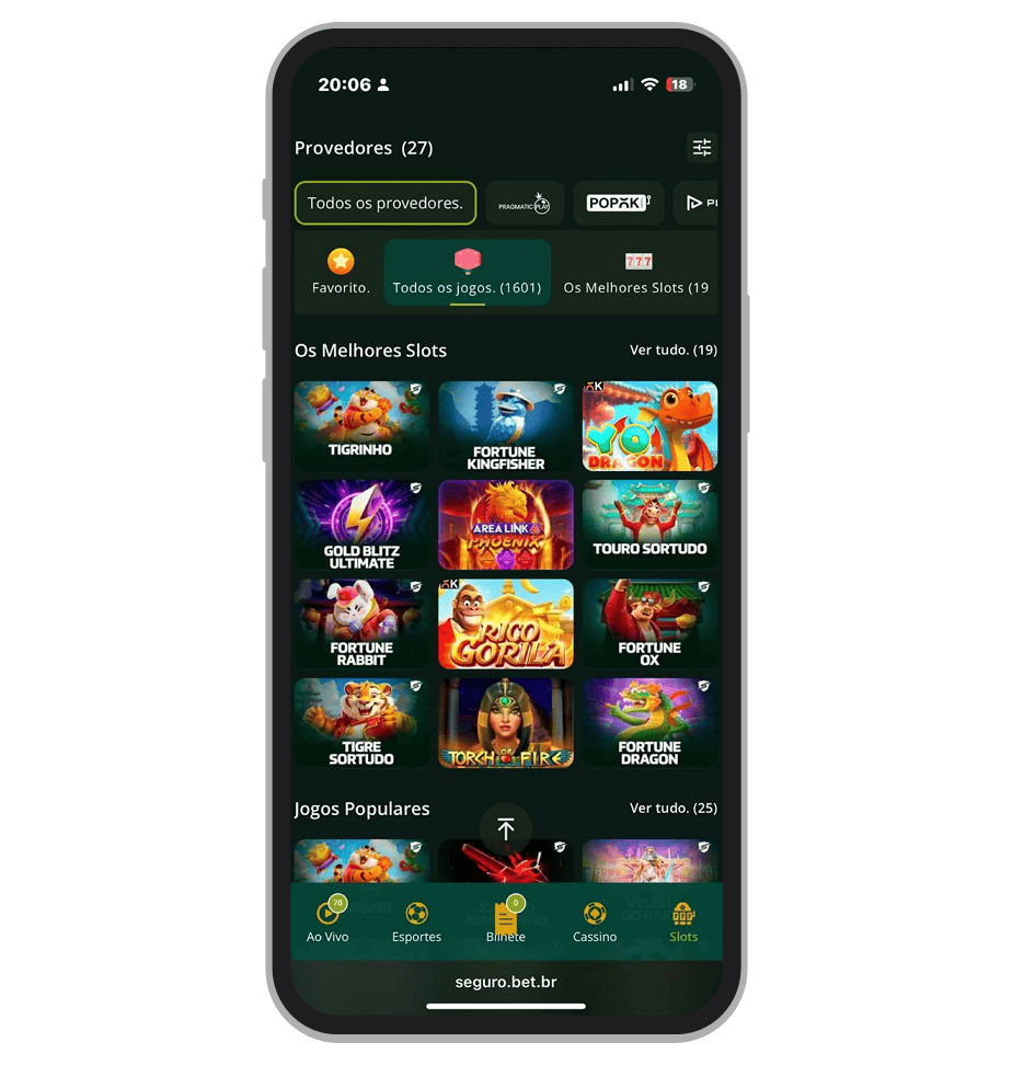 A seção de slots no site do Segurobet cassino