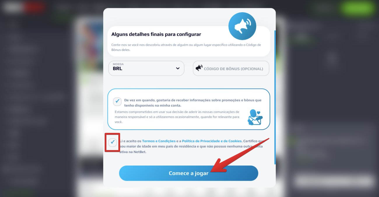 Pressione ‘Comece a jogar’
