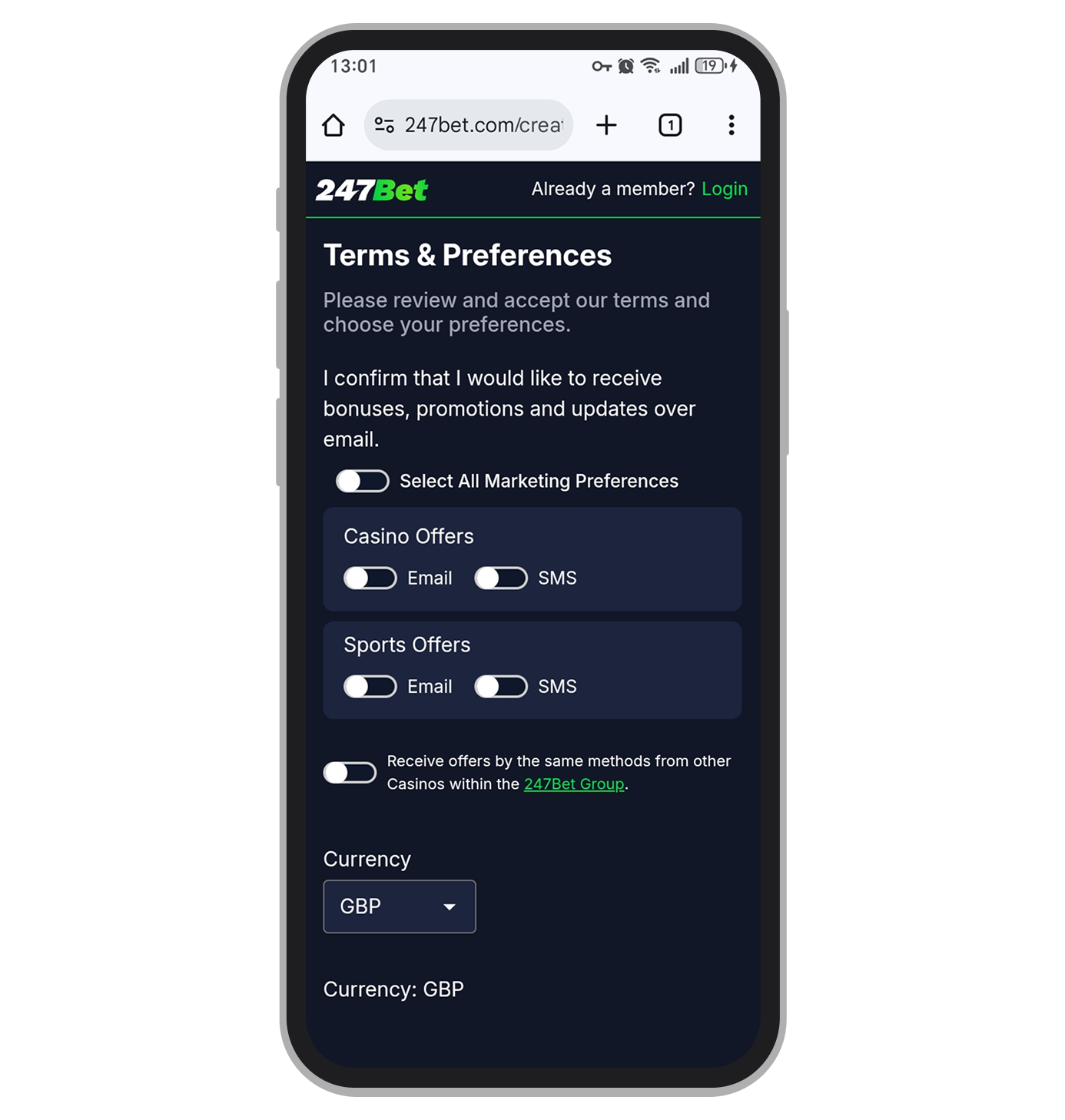 Terms and preference