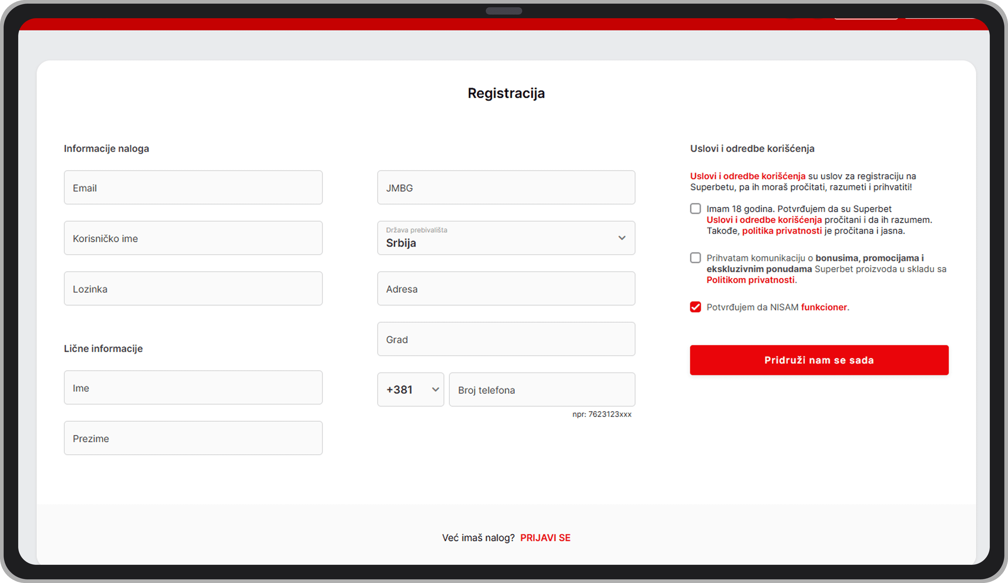 Registracija