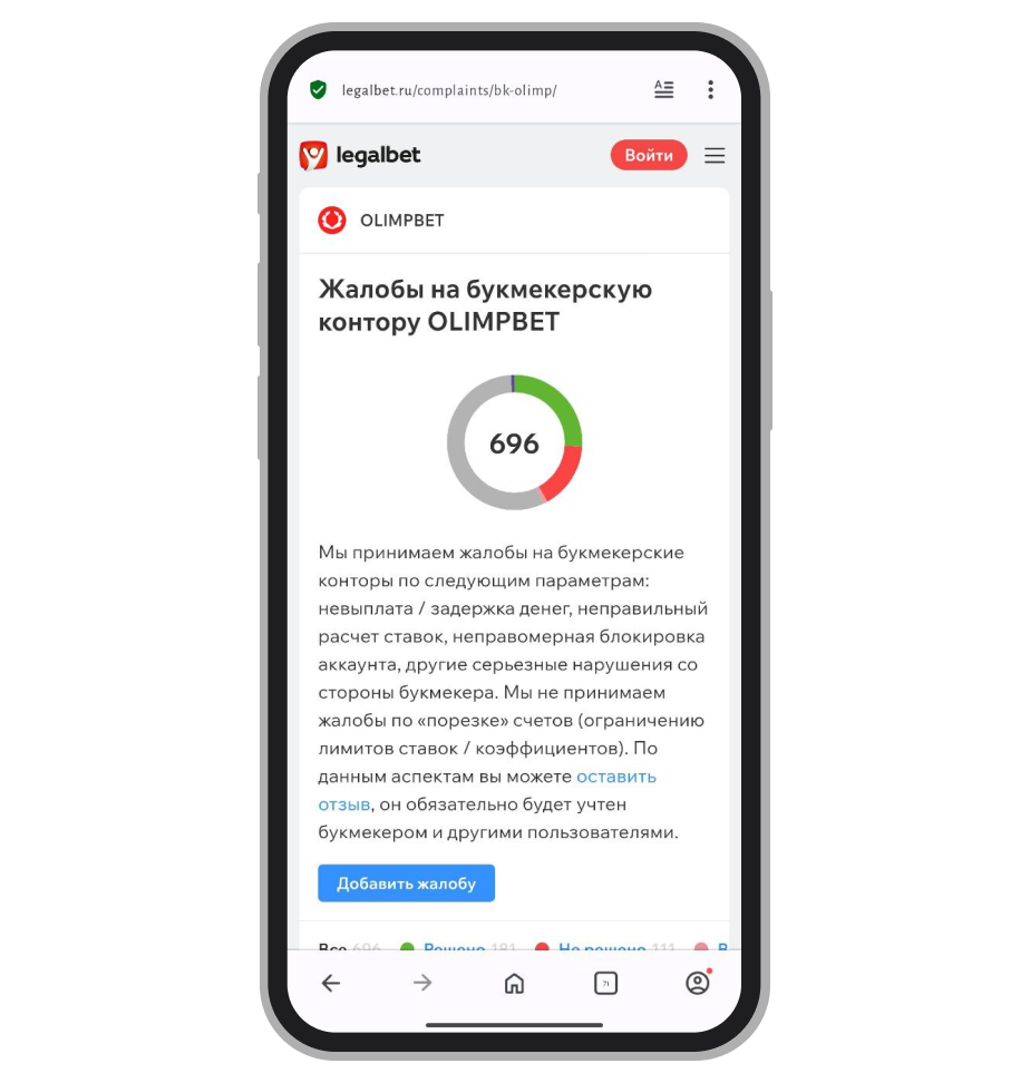 Страница жалоб на Olimpbet