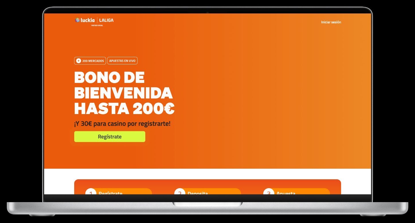Página principal de Luckia con bono de bienvenida hasta 200€