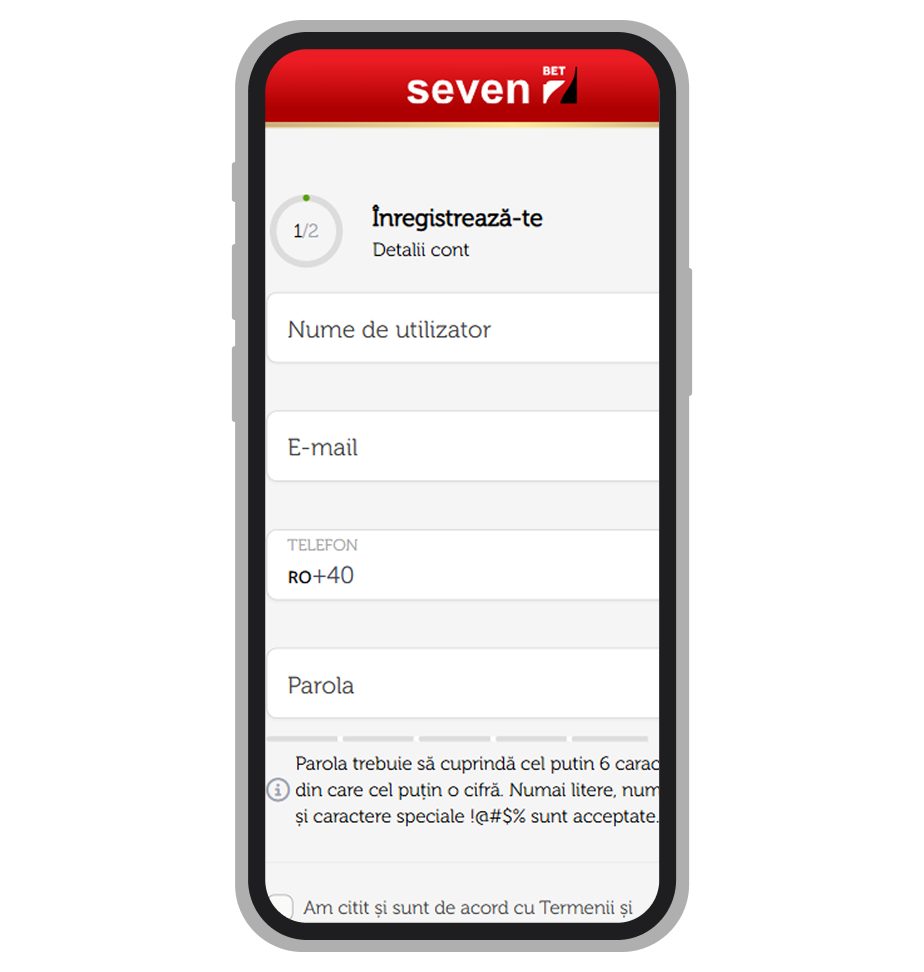 Formular de înregistrare la Seven