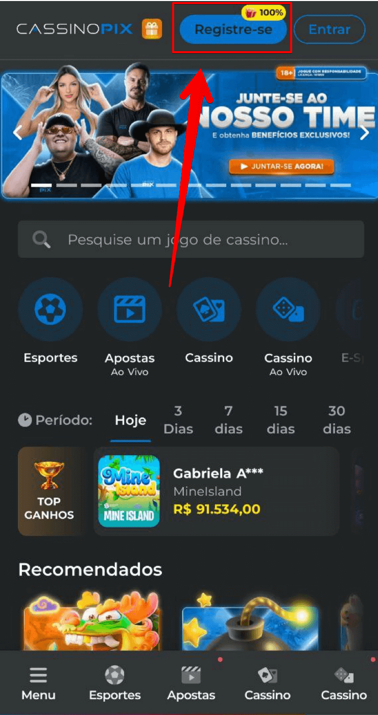Acesse a CassinoPix apostas online