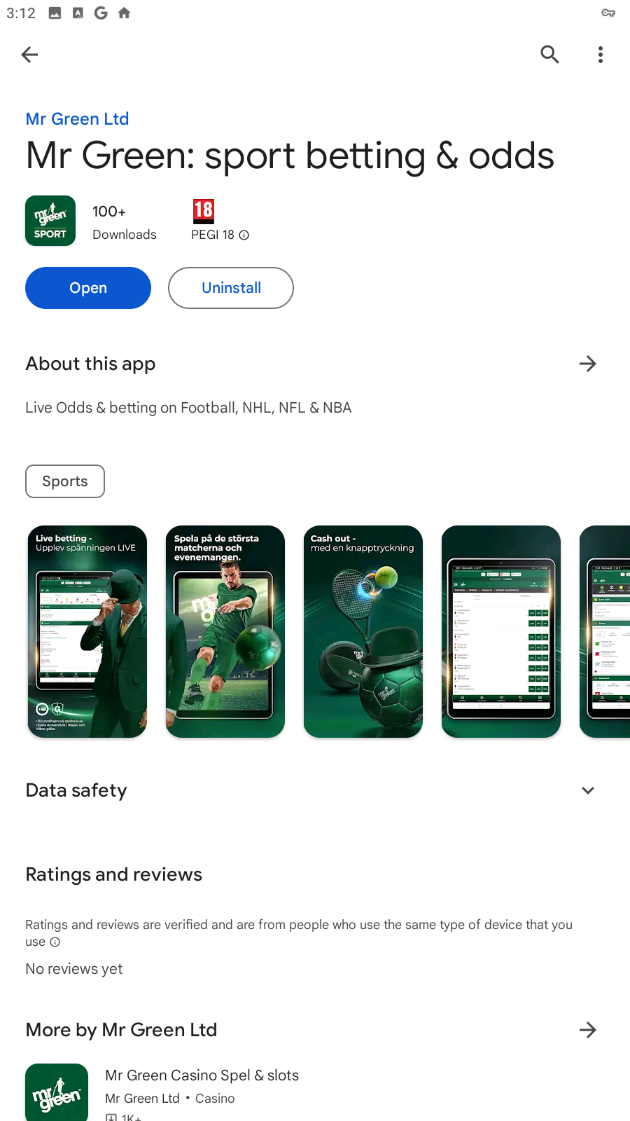 Mr Green i Play Store