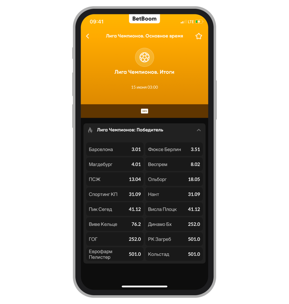 Пари на победителя ЛЧ в BetBoom