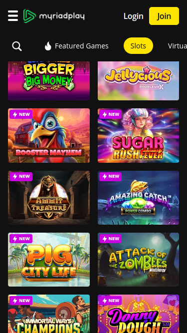 Slots’ catalogue at Myriad Play Casino