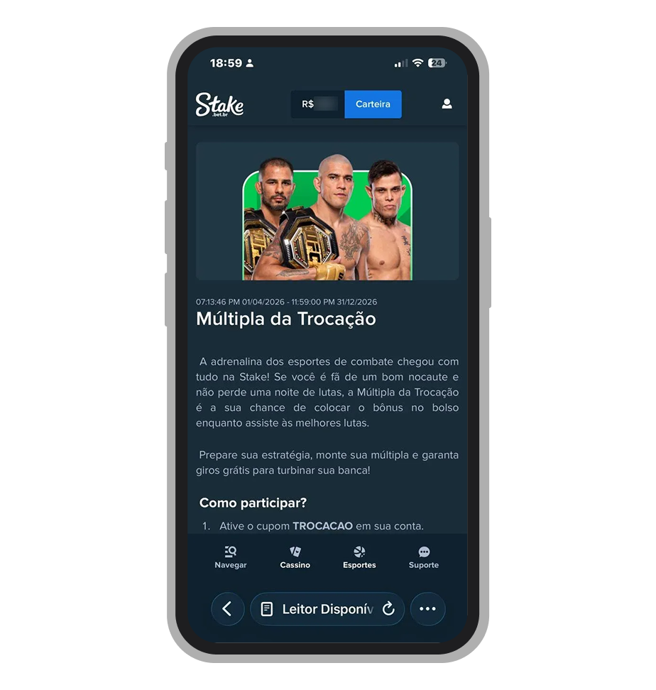 Regras da Múltipla da Trocação na Stake com rollover 5x e R$ 25 em giros grátis