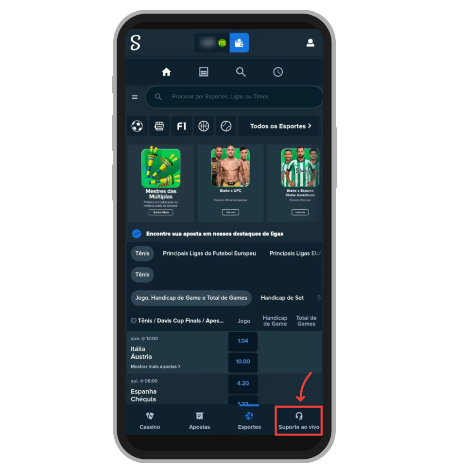 Toque em Suporte ao vivo