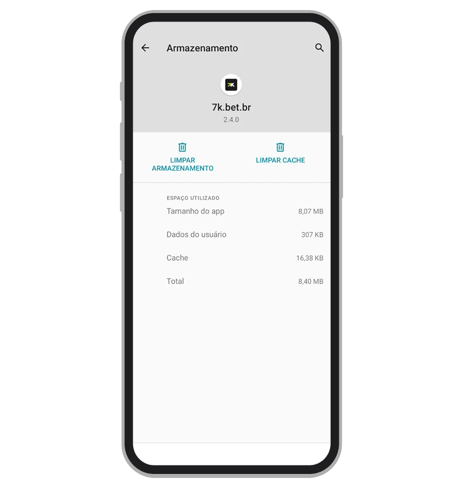 O app acupa apenas 8,07 MB na memória de seu celular
