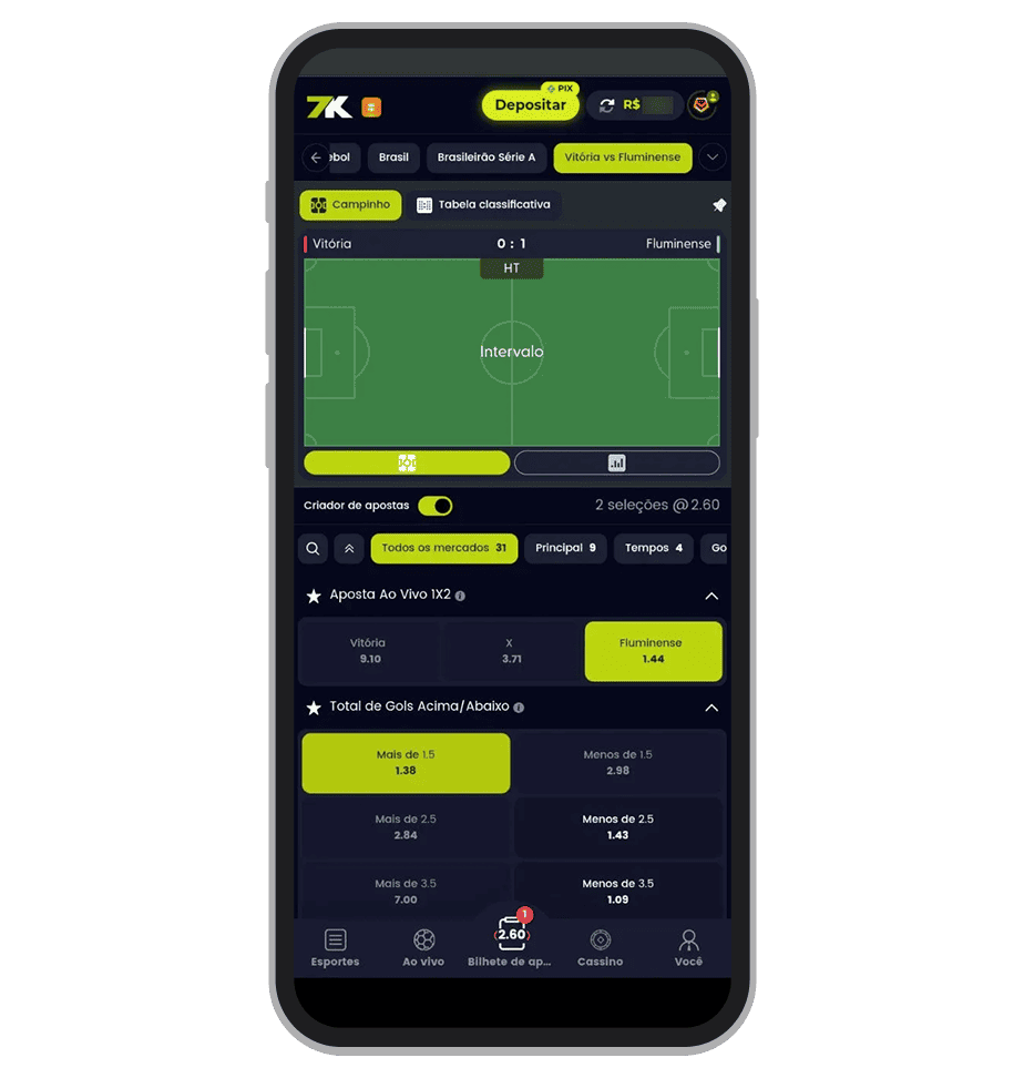 Criador de apostas no app Bet7K