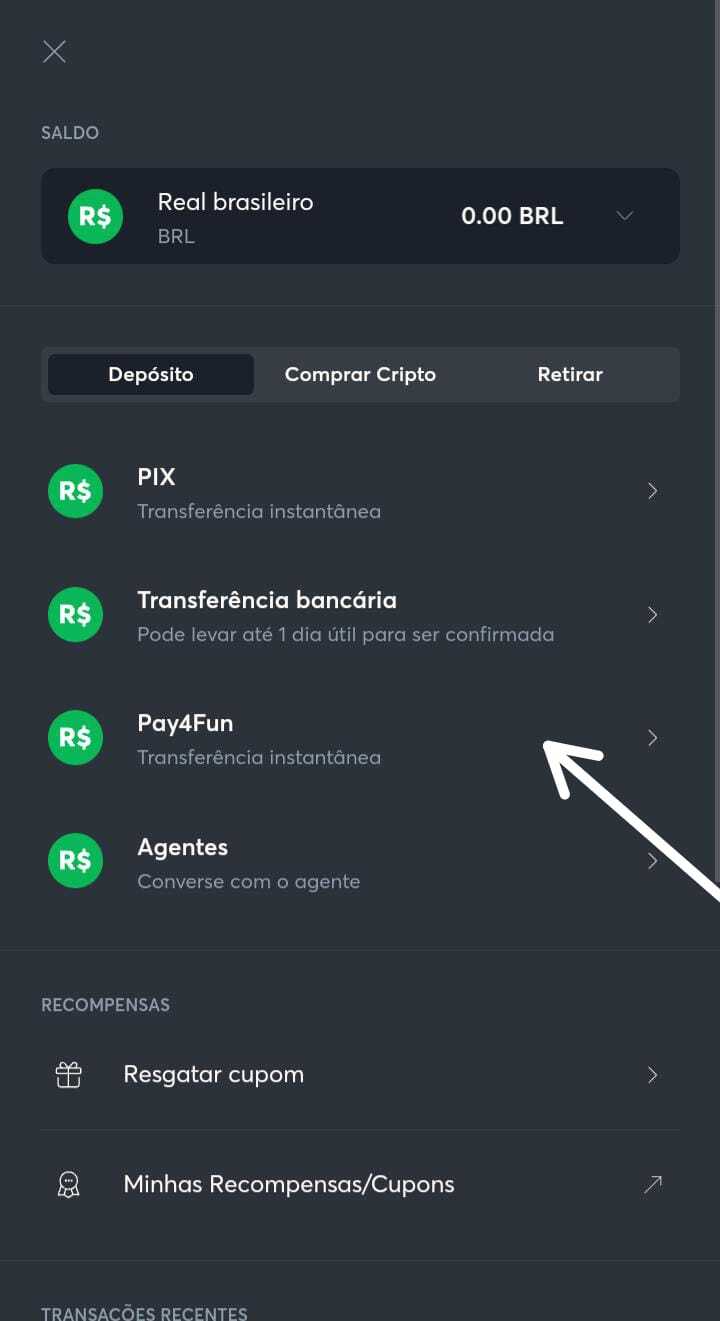 Escolhe o método de pagamento com depósito mínimo