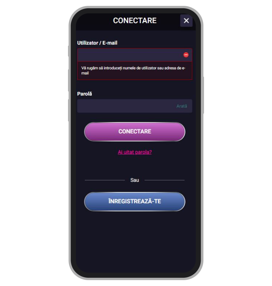 Accesarea formularului de înregistrare 